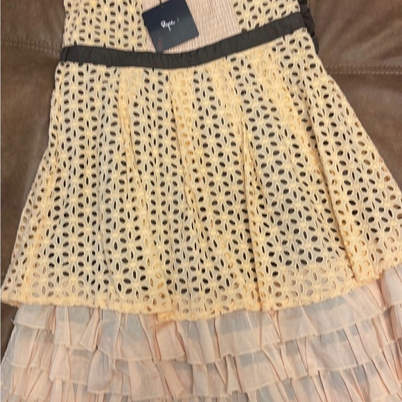 Ryu boutique dress peach and brown floral size small - Picture 5 of 6